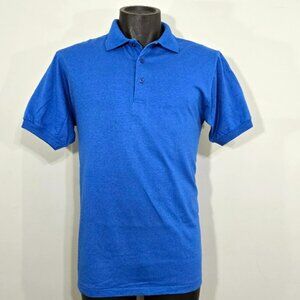 Vintage 90s Screen Stars Polo Shirt Medium Royal Blue NOS Single Stitch USA/Guat